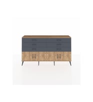 Arges Konsol 2 Raflı 6 Çekmeceli 4 Kapaklı 176x30x99 Çam-Çam/Antrasit