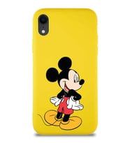 Apple iPhone XR Soft Premier Kapak Mickey Mouse-D Tasarımlı Silikon Kılıf - Sarı (Şeffaf)