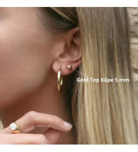 Çelik Gold Top Küpe 5 mm Çift (Çok Renkli)