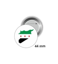 Suriye Haritası İçinde Yeni Bayrağı Yuvarlak Rozeti 44 mm A300025