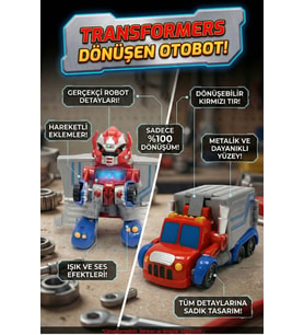 Işıklı Sesli Dönüşebilen Robot Kamyon Otobot Transformers Oyuncak