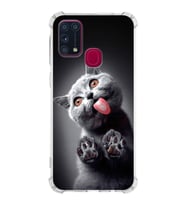 PrintiFy Samsung Galaxy M31 Uyumlu Kedi 2 Baskılı Şeffaf Köşe Korumalı Antişok Kılıf