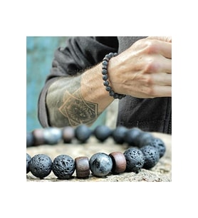 Erkek Doğal Lav Taşı Bilekliği Meditasyon  Şifa Bilekliği Handmade