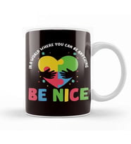 Be Nice Autism Awareness Heart Puzzle Support Special Needs Kupa Bardak Porselen