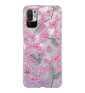 Xiaomi Redmi Note 10 5G Uyumlu Kapak Floral Pembe Tasarımlı Şeffaf Silikon Kılıf