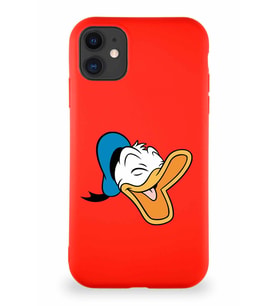 Apple iPhone 11 Soft Premier Kapak Donald Duck-E Tasarımlı Silikon Kılıf - Kırmızı (Şeffaf)