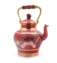 1,9 Litre El Işlemeli Nostaljik Tekli Kalaylı Bakır Demlik, Çaydanlık, Su Isıtıcısı (Lila)