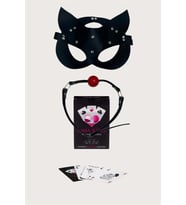 Amora Secret Sexy Görselli Oyun Kartı Sutra Siyah Ağız Topu Maske Set