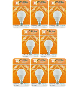 (8 Adet) Osaka 7W (50W) Beyaz Işık E14 Duylu (İnce Duy) Led Mini Ampul