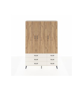 Arges Dolap 5 Raflı 6 Çekmeceli Tek Askılı 132x30x195 Aytaşı-Çam/Aytaşı
