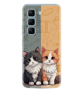 Infinix Hot 50 Pro 4G - Hot 50 4G Kılıf Boutique Baskılı Resimli İkiz Kediler Pcode -086