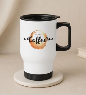 BK Gift Coffee Tasarımlı Kulplu Beyaz Çelik Bardak Termos Mug 450ml-2, Sevgiliye Hediye, Arkadaşa Hediye, Eşe Hediye (Metal)