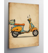 Kanvas Tablo Retro Sarı Scooter