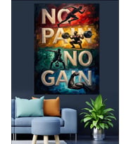 No Pain No Gain Motivasyon Tablosu Dekoratif Kanvas - Mdf Ahşap Tablo