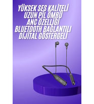 60 Saat Kablolu Boyun Askılı Dijital Göstergeli Bluetooth Kulaklığı