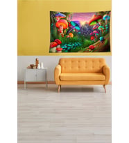 Gri Yaratılış Leke Tutmaz Kadife Kumaş Duvar Örtüsü Duvar Halısı Tapestry (Çok Renkli)