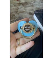 Isimli Kristal Taşlı Mavi Silikon Bebek Emzik (0-6 AY) - 0092