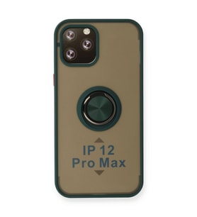 Apple İphone 12 Pro Kılıf Montreal Yüzüklü Silikon Kapak - Yeşil