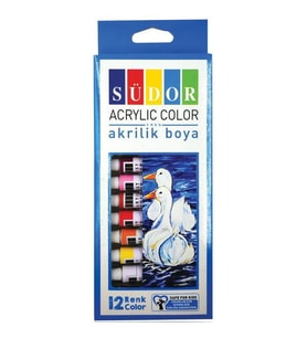 Südor Akrilik Boya Tüp 12 Renk x 9 ml 
