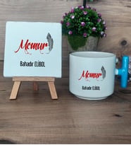 Memur Hediye Seti Kupa Bardak T Kulplu ve Dekoratif Taş Memura Hediye (Model 3)