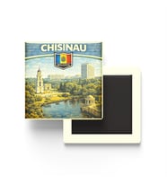 Retro Moldova Kişinev Şehri Temalı Vintage Buzdolap Magneti – 9x9 cm