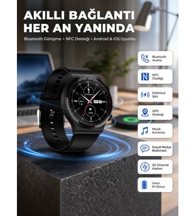 Akıllı Saat Yeni Nesil Üç Kordonlu Nabız Ölçer Çağrı Cevaplama