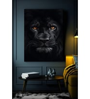 SİYAH ASLAN KANVAS TABLO EV DUVAR SALON OFİS DÜKKAN HEDİYELİK DEKARASYON SÜSÜ