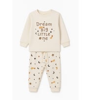 Erkek Çocuk Ekru Dream Yıldızlı Baskılı Pijama Takımı