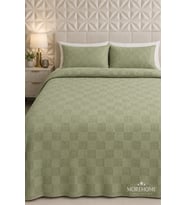 MORE HOME Dama Desenli Tek KİŞİLİK % 100 PAMUKLU   PİKE 175x240 YEŞİL