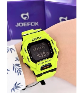 Joe.439 Joefox Digital Alarmlı-Zemin Aydınlatma-Kronometreli Unisex 3Atm Suya Dayanıklı Kol Saati (Yeşil-Yesıl)