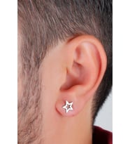 Yıldız Model Gümüş Erkek Küpe