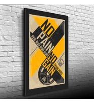 No Pain No Gain Sarı Siyah Poster Kanvas Tablo 50 x 70