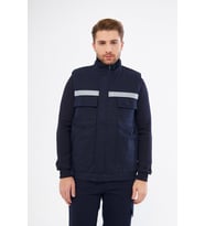 Orange Safety Lacivert  Yelek 7/7 Gabardin %100 Pamuk Kapitoneli Reflektörlü