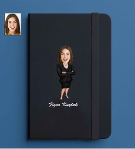 Kişiye Özel Kadın Model 13x21 Siyah Defter-10