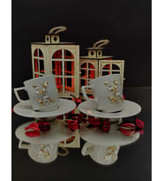Bahar Dalı Porselen Kahve Fincanı 2li Set (Tatlı Beyaz)