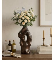 Asimetrik desen Dekoratif Vazo Seramik Şık Vazo El yapımı özel seri 33 cm (Kahverengi)