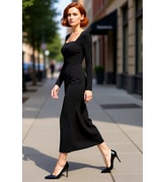 Kadınlara Özel Düz Desenli Uzun Kollu Bodycon Maxi Elbise Kare Yaka Polyester Karışımlı Kaliteli