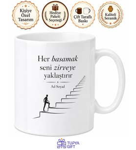 Kişisel Gelişim Kitabı Severlere Başarı Merdiveni Motivasyon Kupa Bardak Hediye