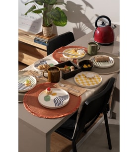 Kevin Seramik 6 Parça 20 cm Modern Handmade Pasta Tabak Seti& Tatlı Tabağı Seti
