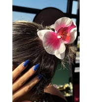 Caş Dekorasyon Beyaz Ve Pembe Renk Aloha Orkide Mandal Toka
