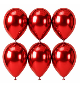 Kırmızı Renk Lateks krom Balon (30 cm) - 6 Adet
