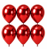 Kırmızı Renk Lateks krom Balon (30 cm) - 6 Adet