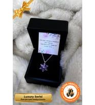 Işıklı Hediye Kutulu 925 Ayar Rose Gümüş Ametist Taşlı Aşk Şans Bereket Lotus Çiçeği Kolye