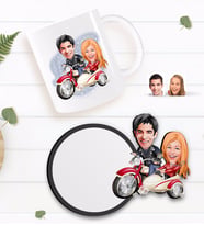 BK Gift Kişiye Özel Sevgililer Karikatürlü Beyaz Kupa ve Ahşap Bardak Altlığı Hediye Seti-12