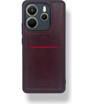 Redmi Note 14 4G Kartlıklı Rich Boss Lüx Deri Kılıf Koyu Kırmızı