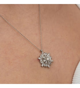Kartaneli Lotus Çiçegi 925 Ayar Gümüş Kadın Kolye