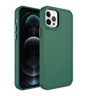 Coverzone Apple iPhone 12 Pro Max ile uyumlu K?l?f Metal �er�eve Tasar?ml? Pastel Renkli iPhone 12 Pro Max ile uyumlu Sert Ebullience Koyu Ye?il