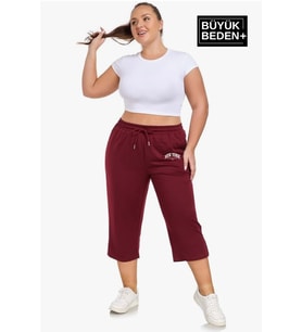 Kadın Büyük Beden New York Baskılı Standart &Regular Kalıp Şort SPR25BSRK087