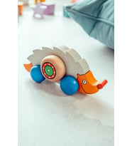 Ahşap El Yapımı Oyuncak Kirpi Renkli Doğal Ahşap Kirpi Bebek Çocuk Oyuncağı (Gri - Mavi)