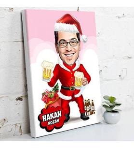 Yılbaşı Partisi Karikatürlü Kanvas Tablo